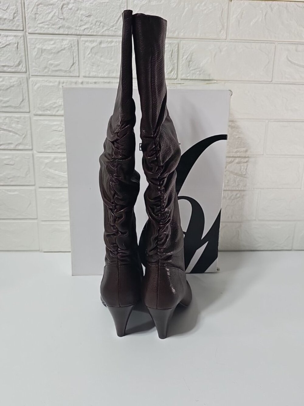 Nine West Scapegoat Dark Brown Women's Leather Heeled Boots Boots 5.5 M - Picture 12 of 16